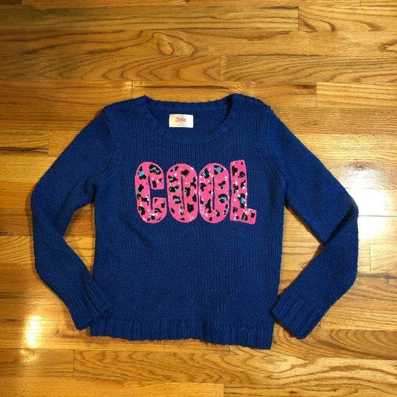 GIRLS JUSTICE METALLIC BLUE PINK COOL SWEATER 12 * - Picture 2 of 8